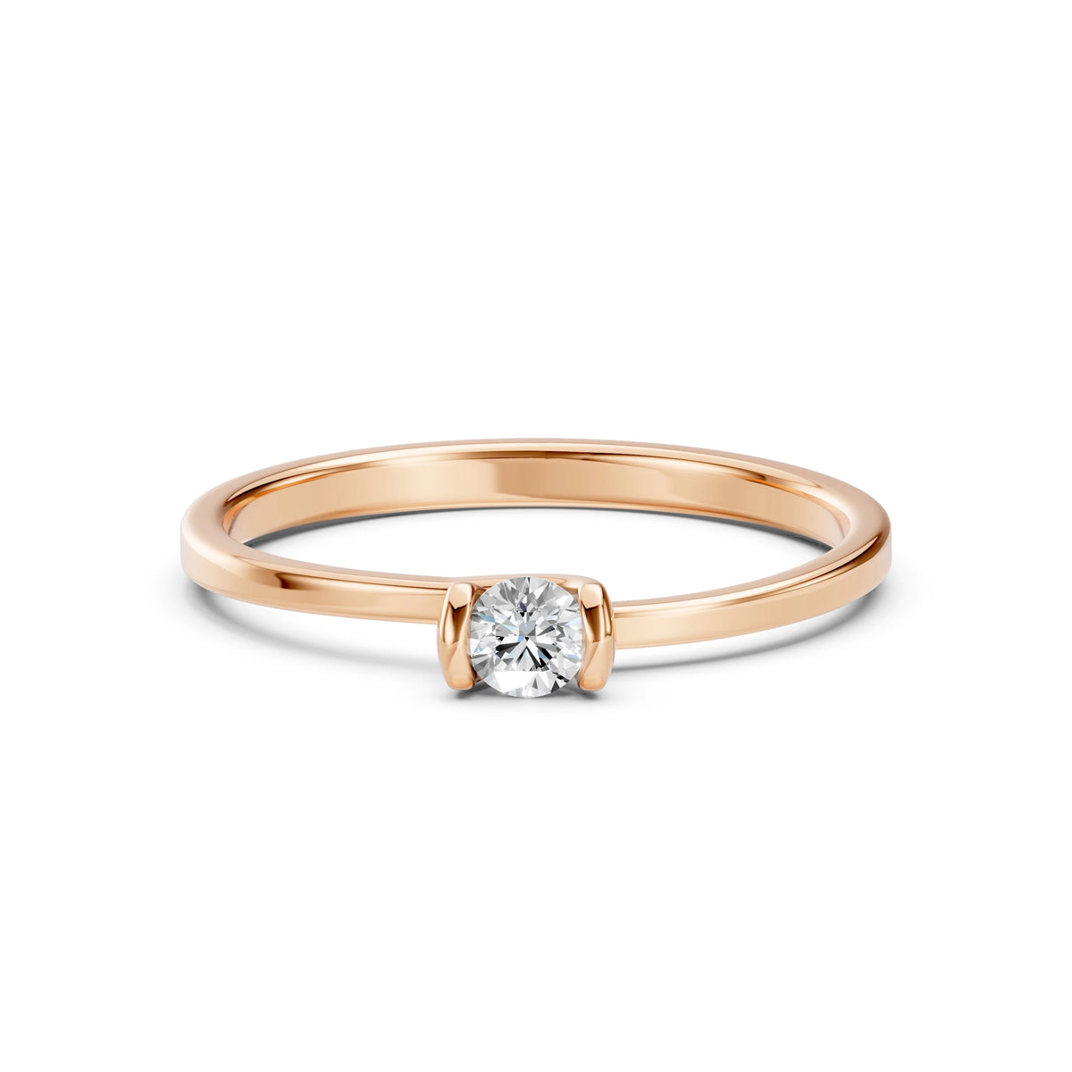 Inel de Logodnă Solitaire din Aur, Diamant Rotund Briliant 0,15 CT