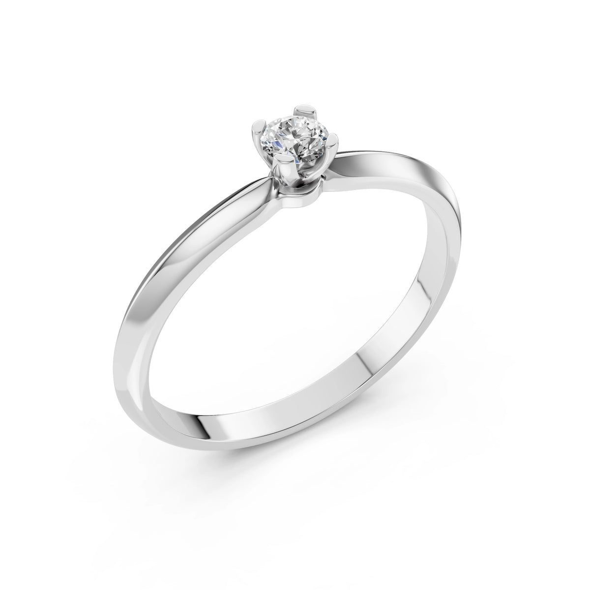 Inel de Logodnă Solitaire din Aur, Diamant Rotund Briliant 0,10 CT