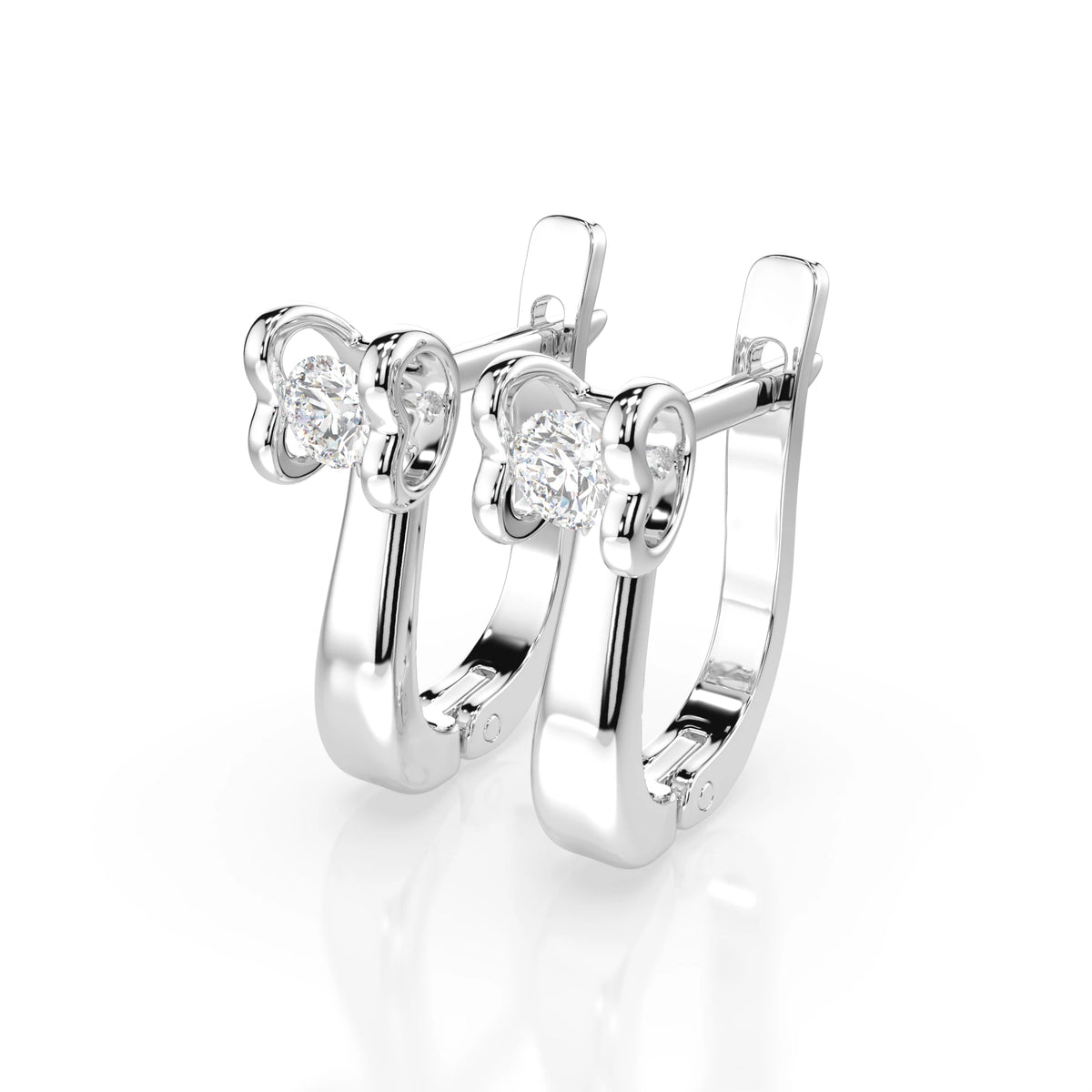 Cercei din Aur cu Diamante, Forma Rotund Briliant, 0,20 CT