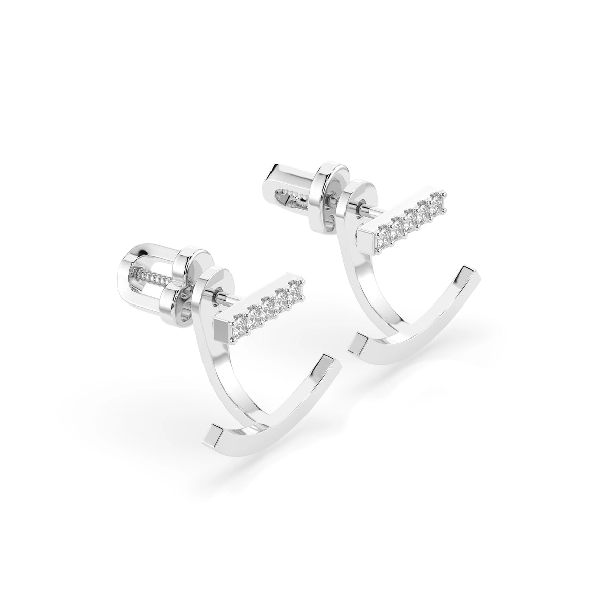 Cercei din Aur cu Diamante, Forma Rotund Briliant, 0,15 CT