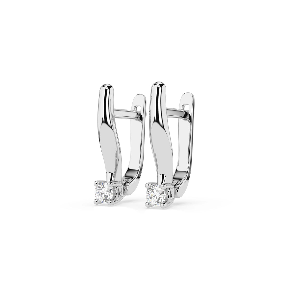 Cercei din Aur cu Diamante, Forma Rotund Briliant, 0,12 CT