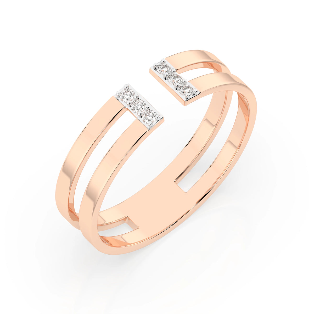 Inel din Aur cu Diamante, Forma Rotund Briliant, 0,06 CT