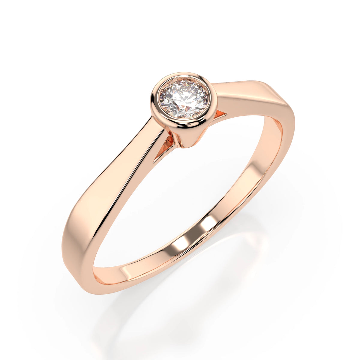 Inel de Logodnă Solitaire din Aur, Diamant Rotund Briliant 0,05 CT