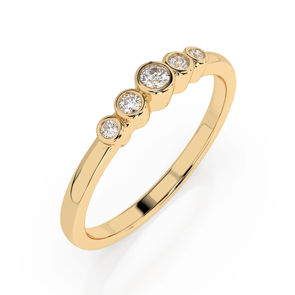 Inel din Aur cu Diamante, Forma Rotund Briliant, 0,08 CT