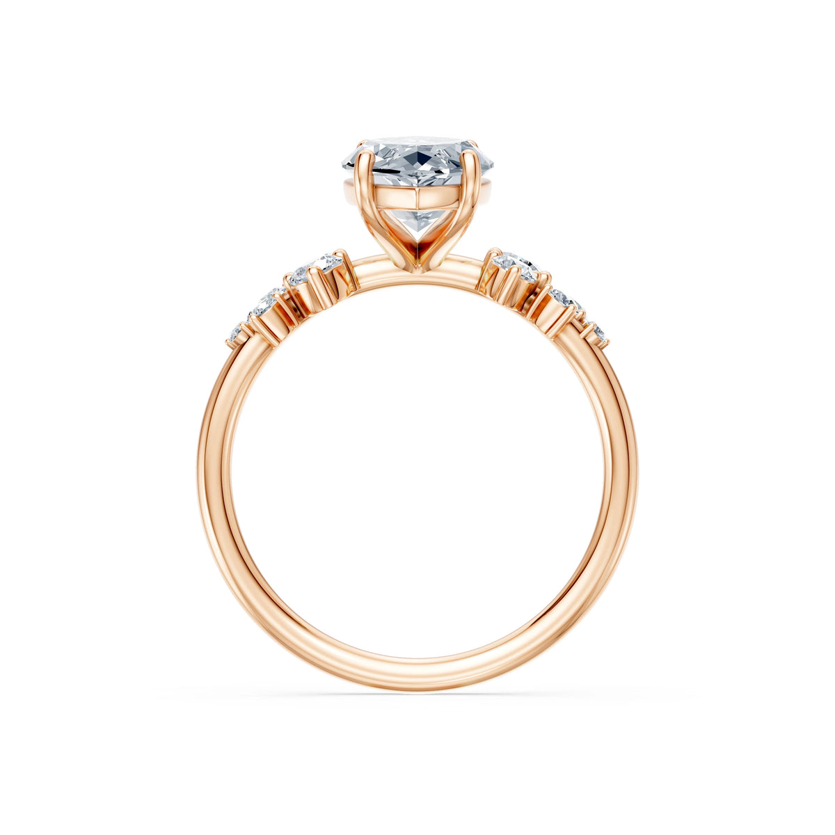 Inel de Logodnă din Aur cu Diamant Central Marquise și Diamante Laterale 2,36 CT