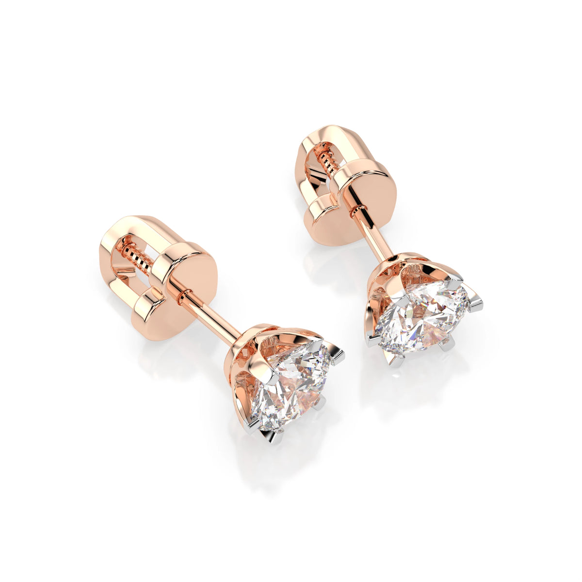 Cercei din Aur cu Diamante, Forma Rotund Briliant, 1,00 CT