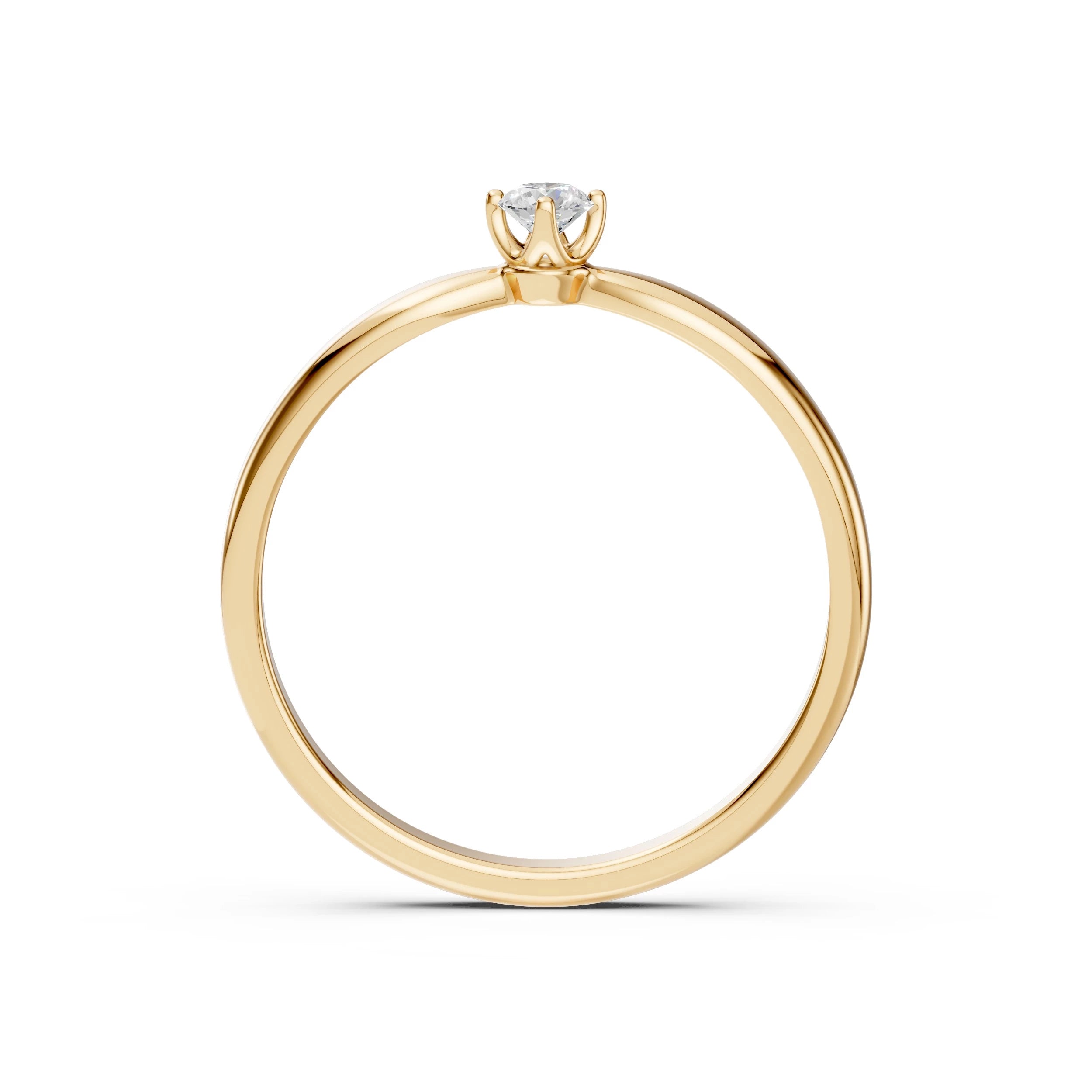 Inel de Logodnă Solitaire din Aur, Diamant Rotund Briliant 0.10 CT