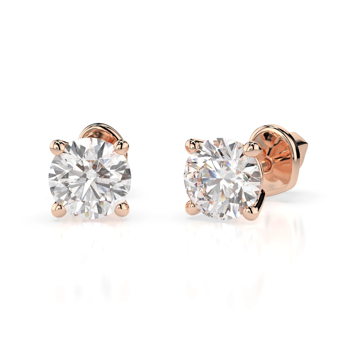 Cercei din Aur cu Diamante, Forma Rotund Briliant, 0,90 CT