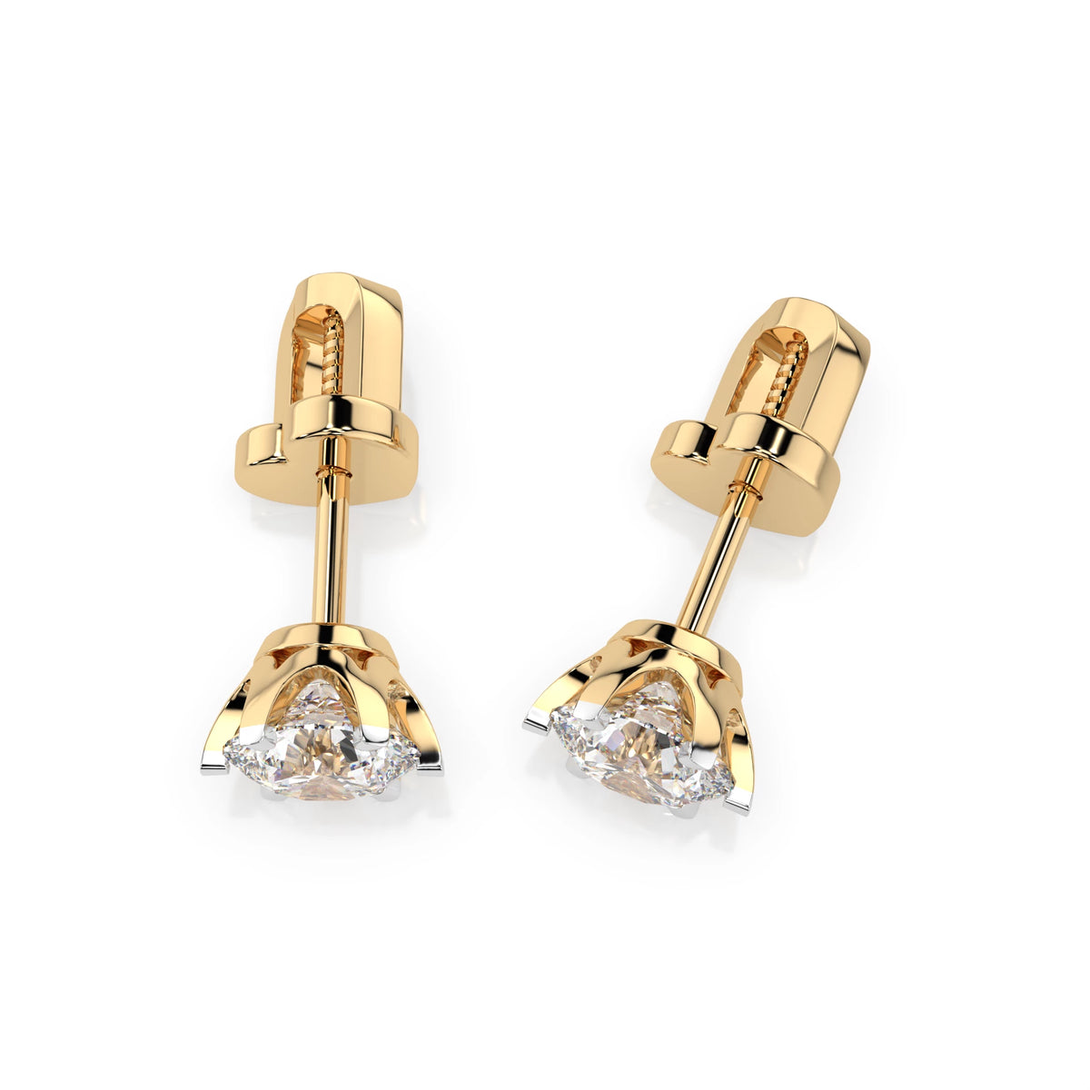Cercei din Aur cu Diamante, Forma Rotund Briliant, 1,00 CT