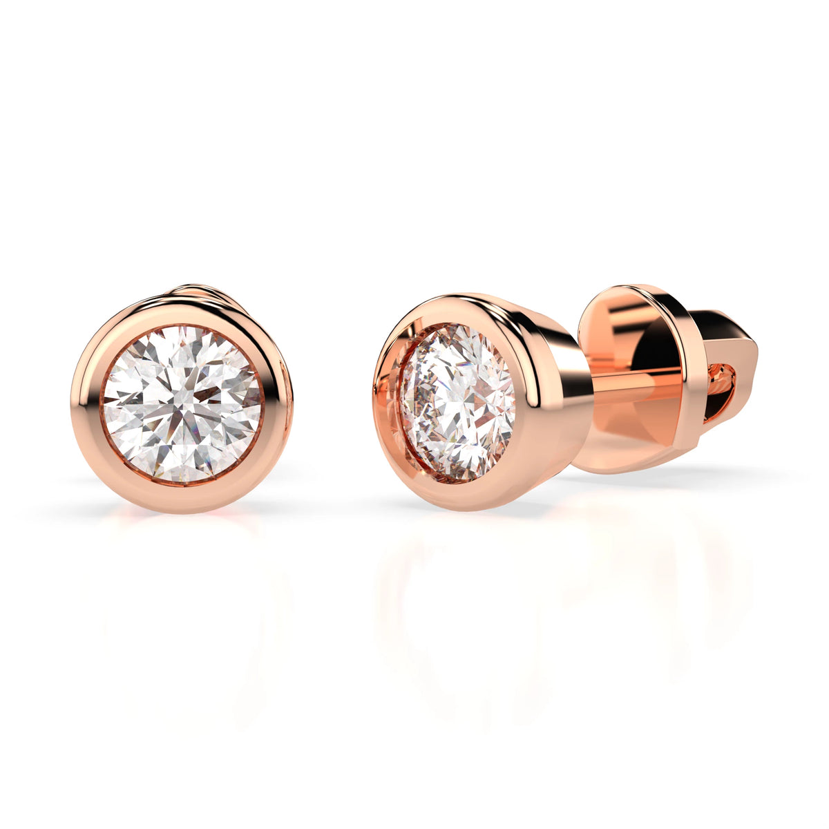 Cercei din Aur cu Diamante, Forma Rotund Briliant, 0,60 CT