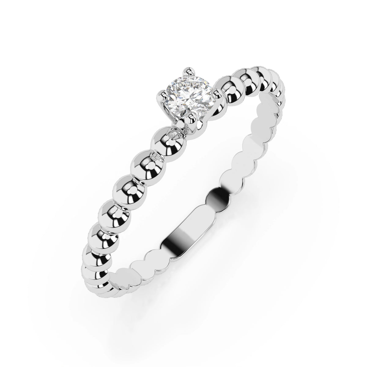 Inel de Logodnă Solitaire din Aur, Diamant Rotund Briliant 0,08 CT
