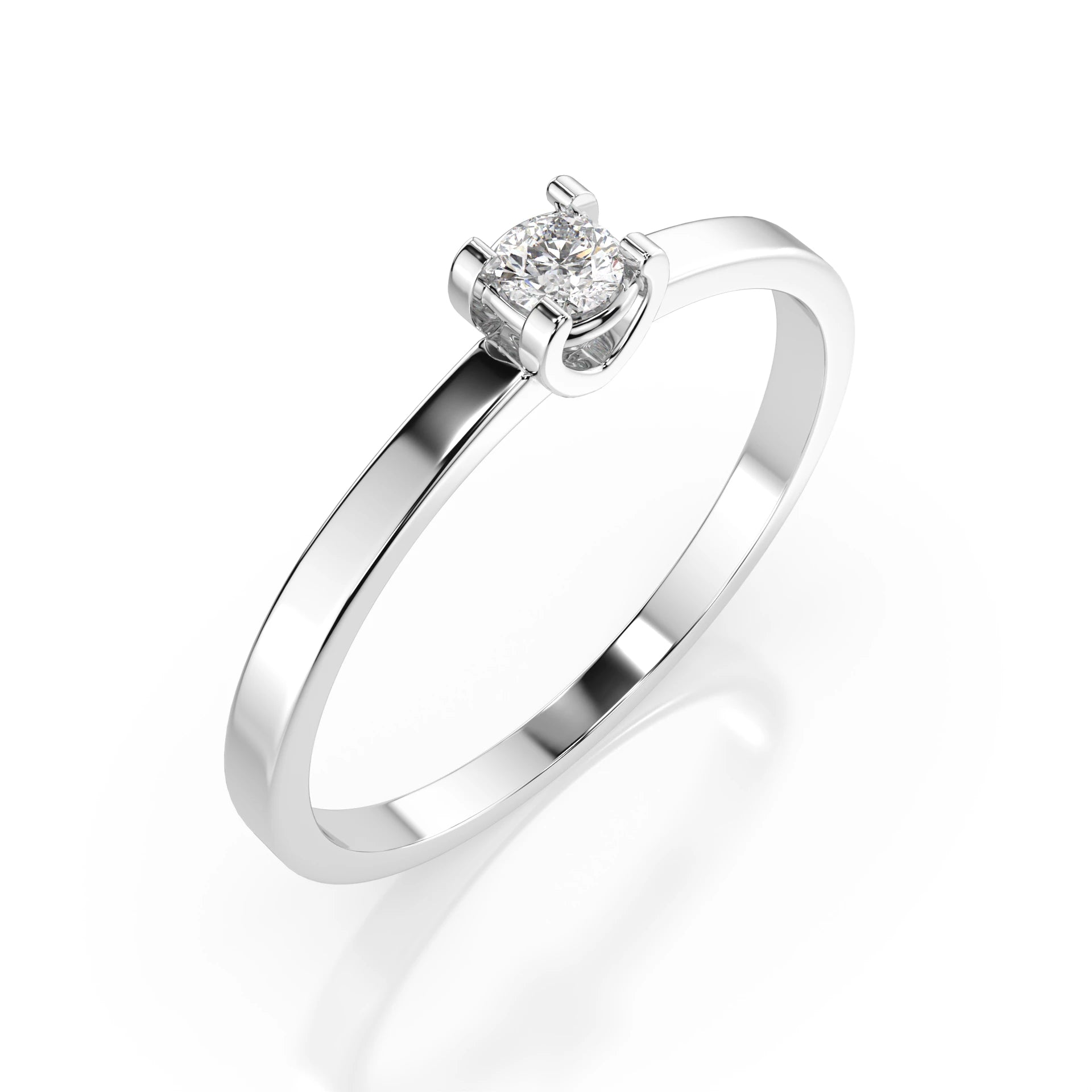 Inel de Logodnă Solitaire din Aur, Diamant Rotund Briliant 0.10 CT