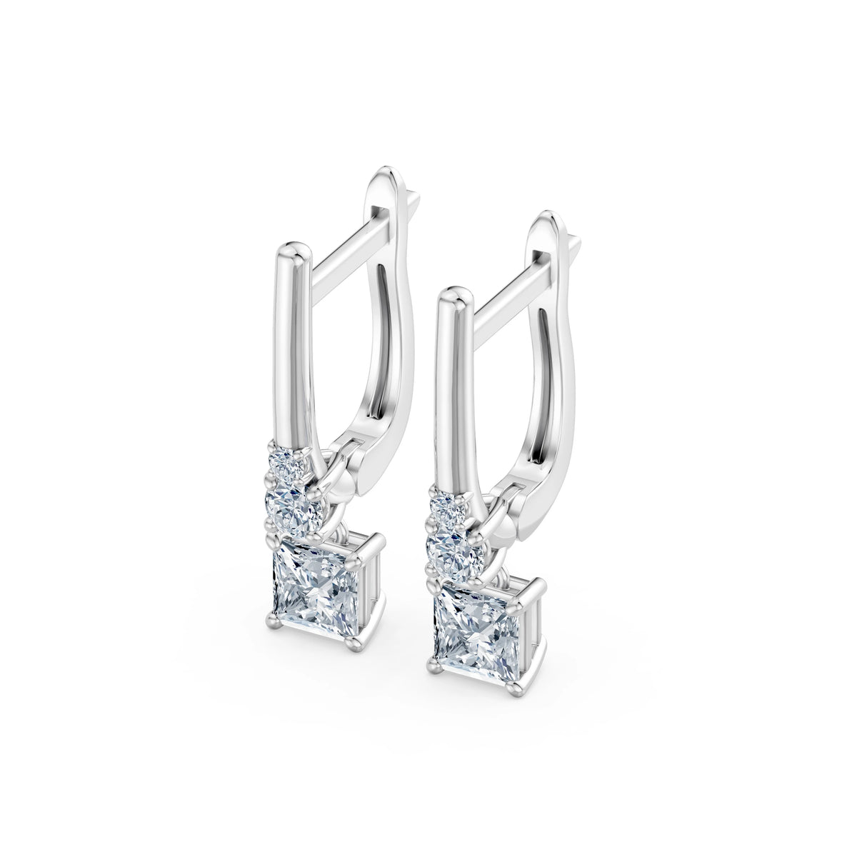Cercei din Aur cu Diamante, Forma Princess, 1,01 CT
