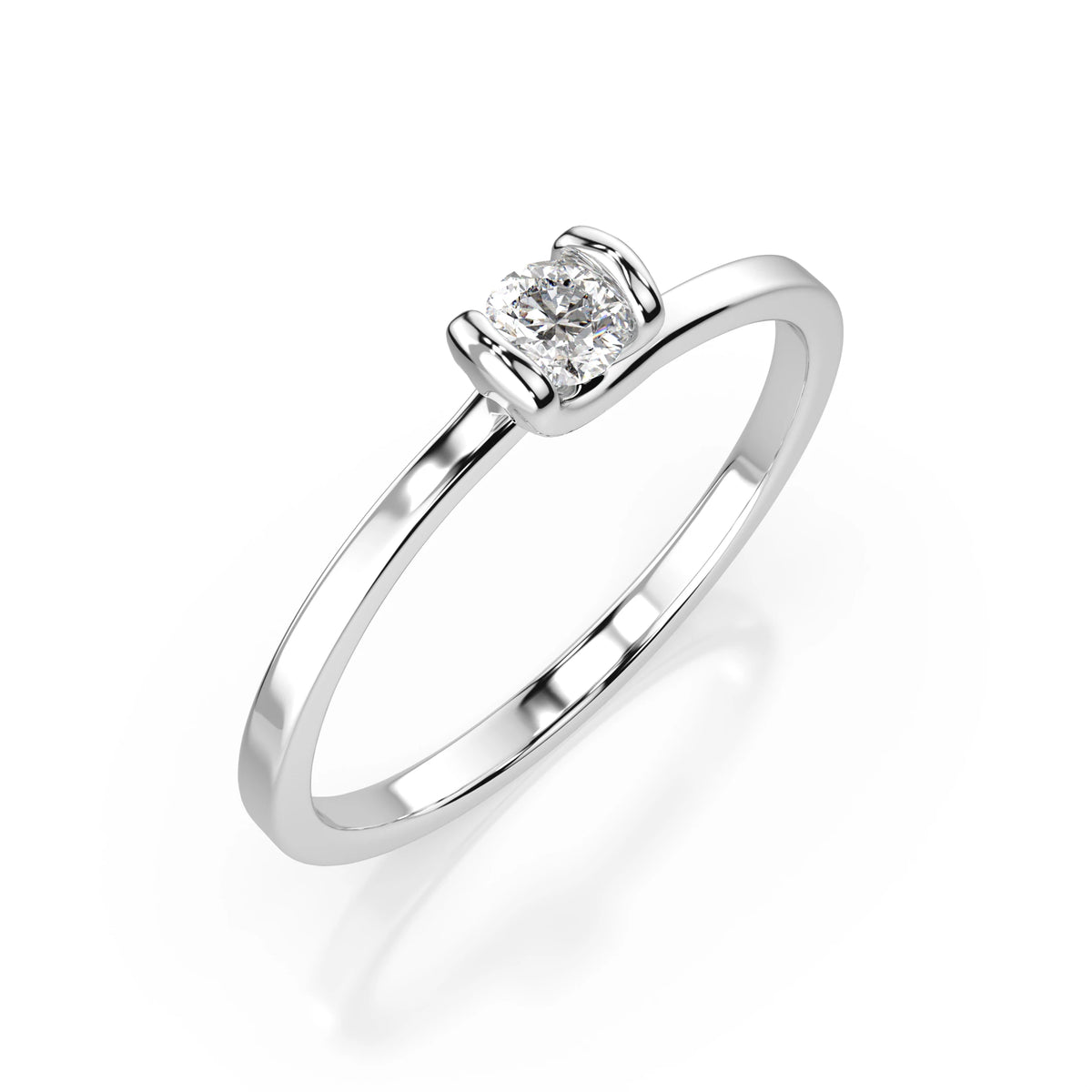 Inel de Logodnă Solitaire din Aur, Diamant Rotund Briliant 0,06 CT