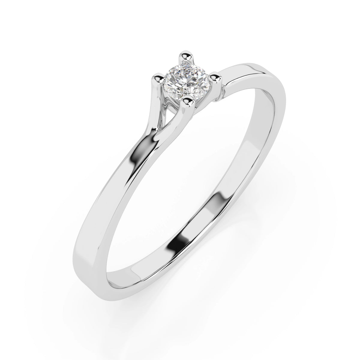 Inel de Logodnă Solitaire din Aur, Diamant Rotund Briliant 0,06 CT