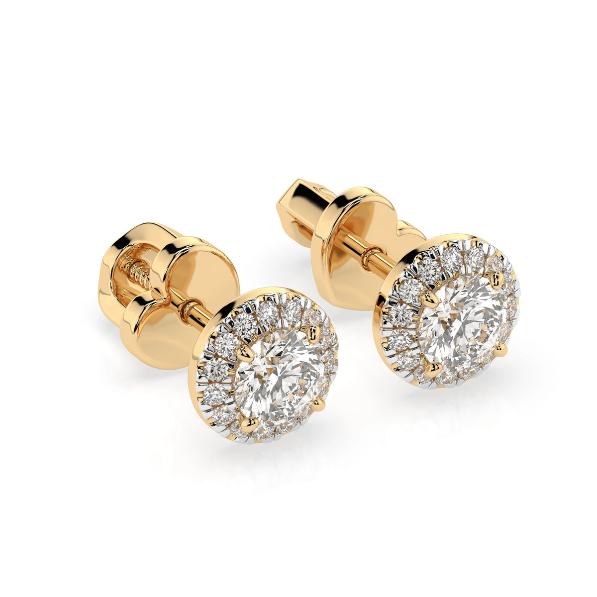 Cercei din Aur cu Diamante, Forma Rotund Briliant, 0,68 CT