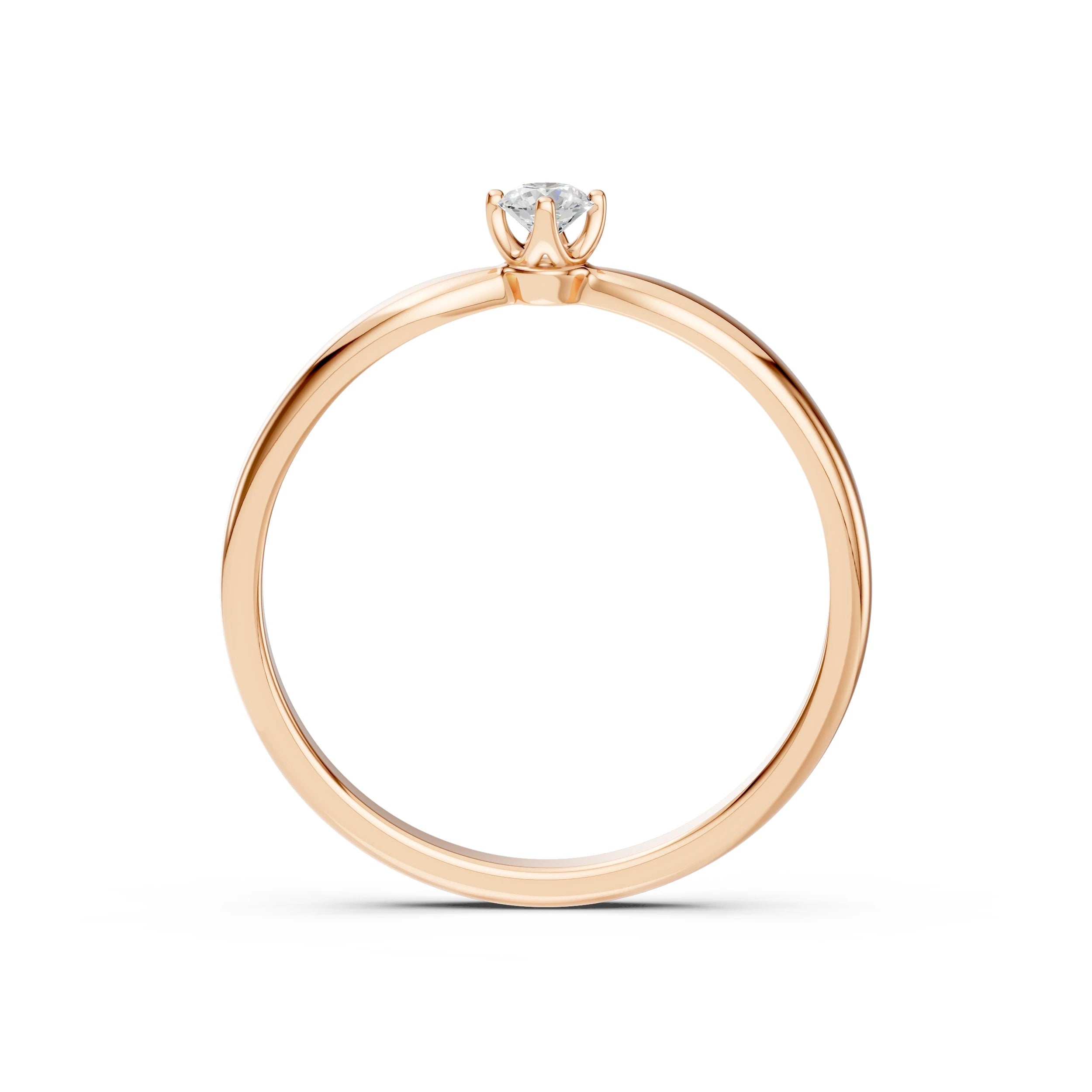 Inel de Logodnă Solitaire din Aur, Diamant Rotund Briliant 0.10 CT