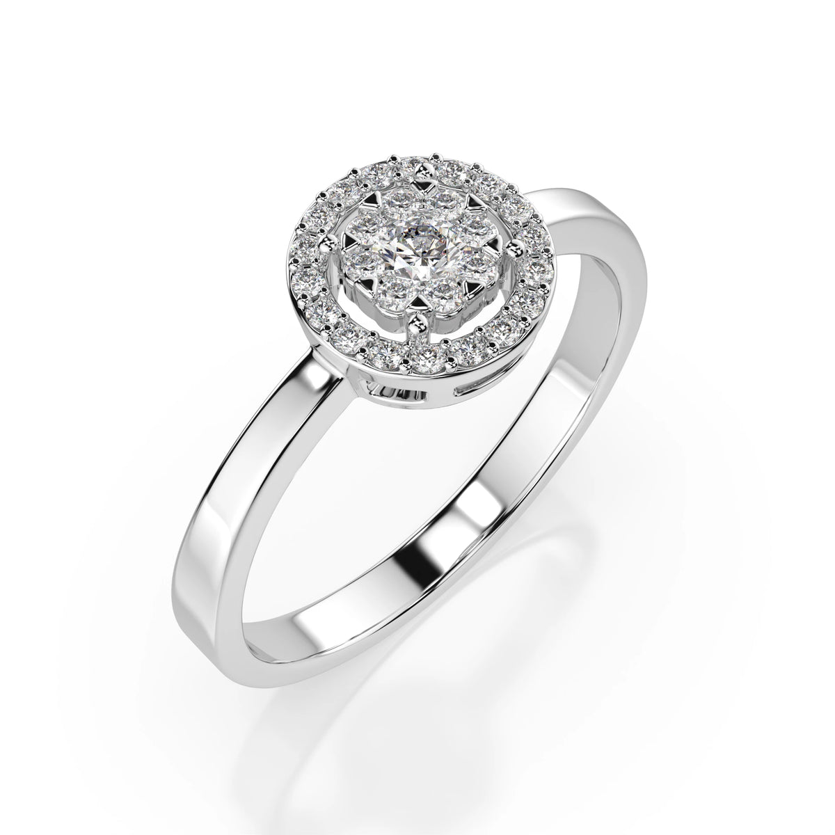 Inel din Aur cu Diamante, Forma Rotund Briliant, 0,18 CT