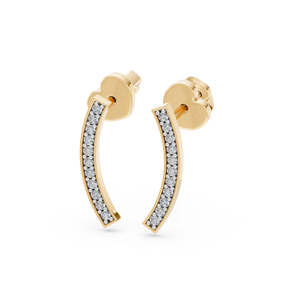Cercei din Aur cu Diamante, Forma Rotund Briliant, 0,13 CT