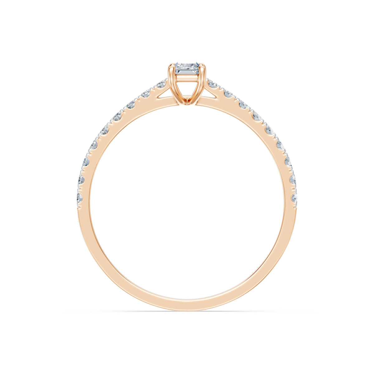 Inel de Logodnă din Aur cu Diamant Central Baguette și Diamante Laterale 0,53 CT