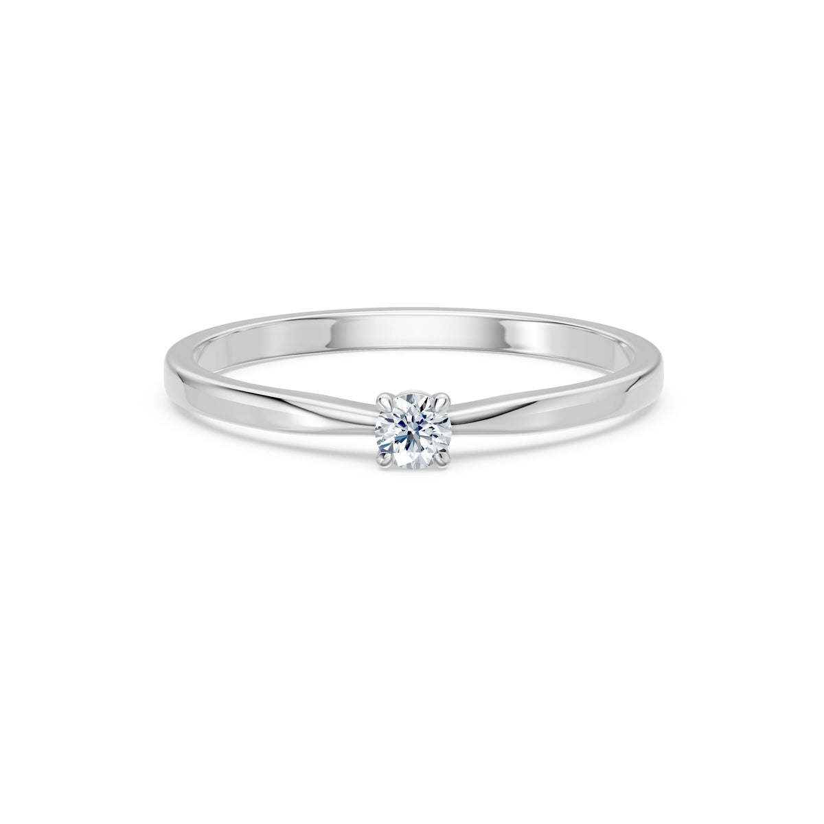 Inel de Logodnă Solitaire din Aur, Diamant Rotund Briliant 0,10 CT