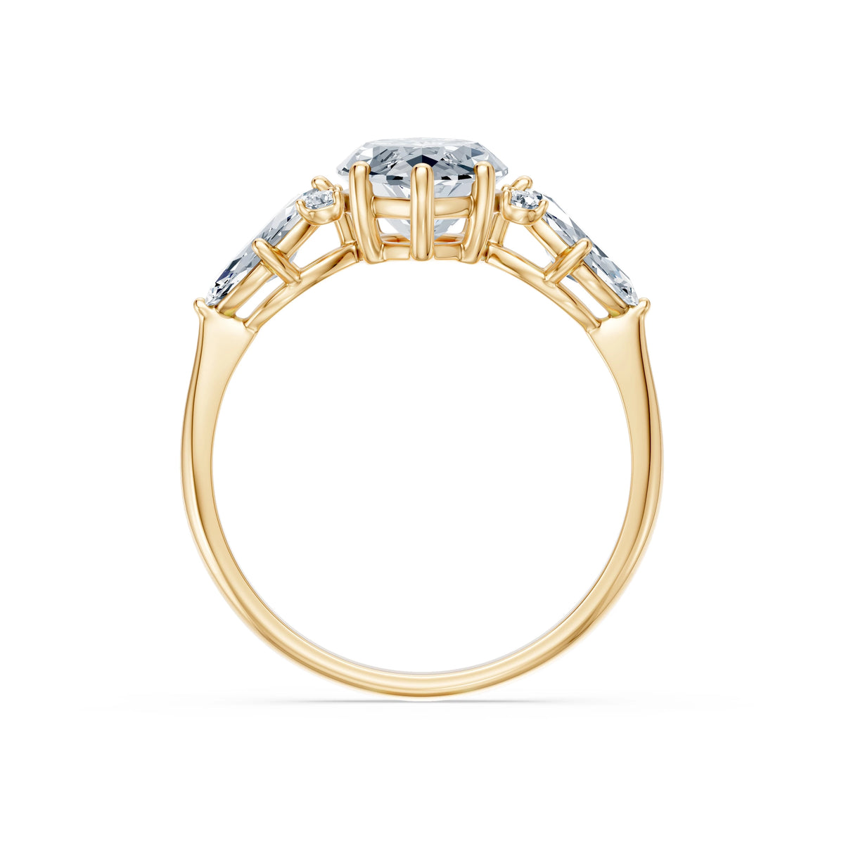 Inel de Logodnă din Aur cu Diamant Central Marquise și Diamante Laterale 2,67 CT