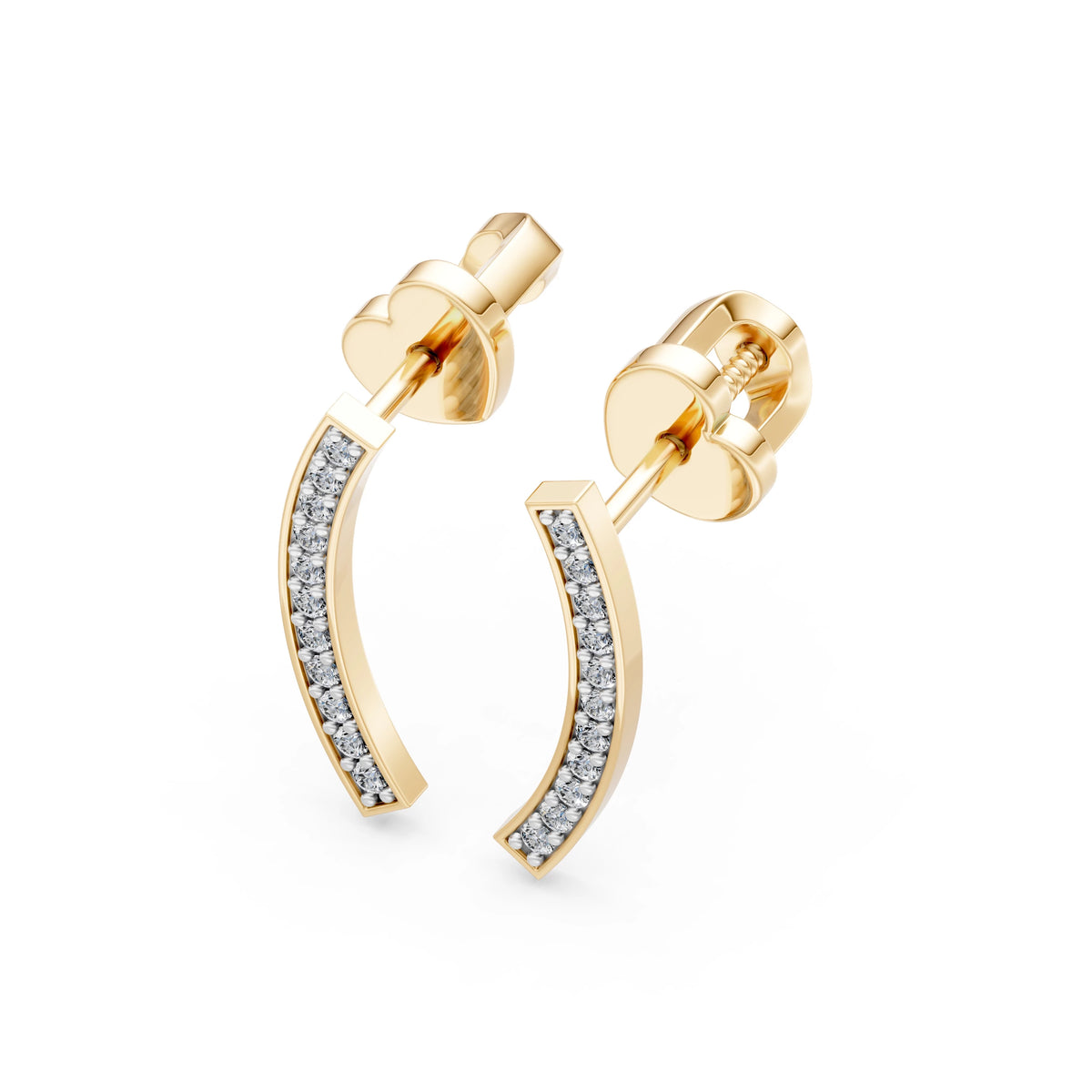 Cercei din Aur cu Diamante, Forma Rotund Briliant, 0,13 CT