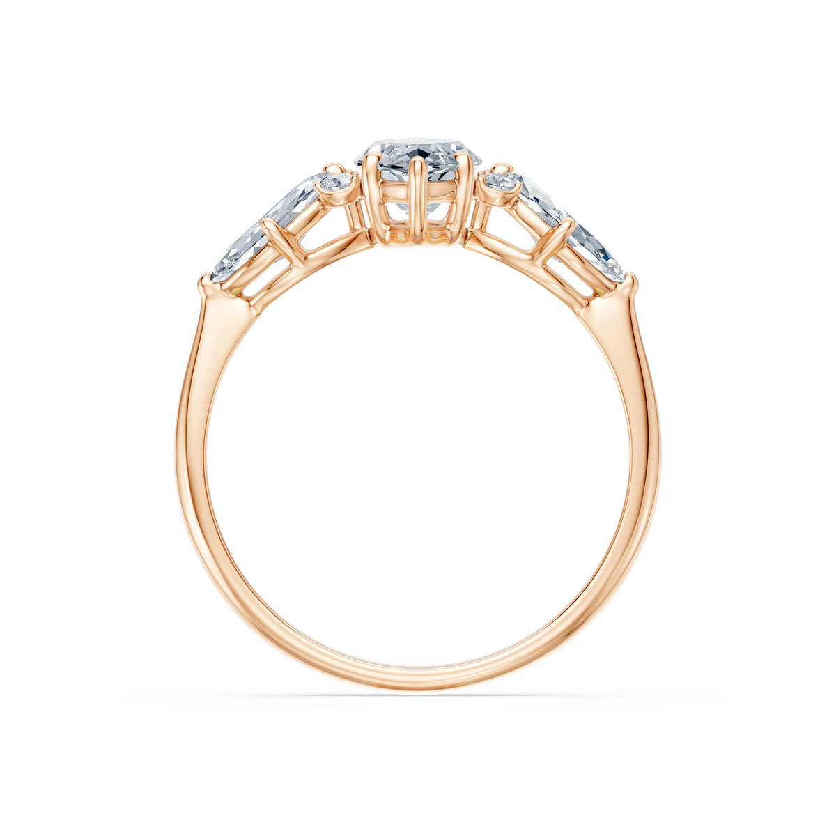 Inel de Logodnă din Aur cu Diamant Central Marquise și Diamante Laterale 1,67 CT