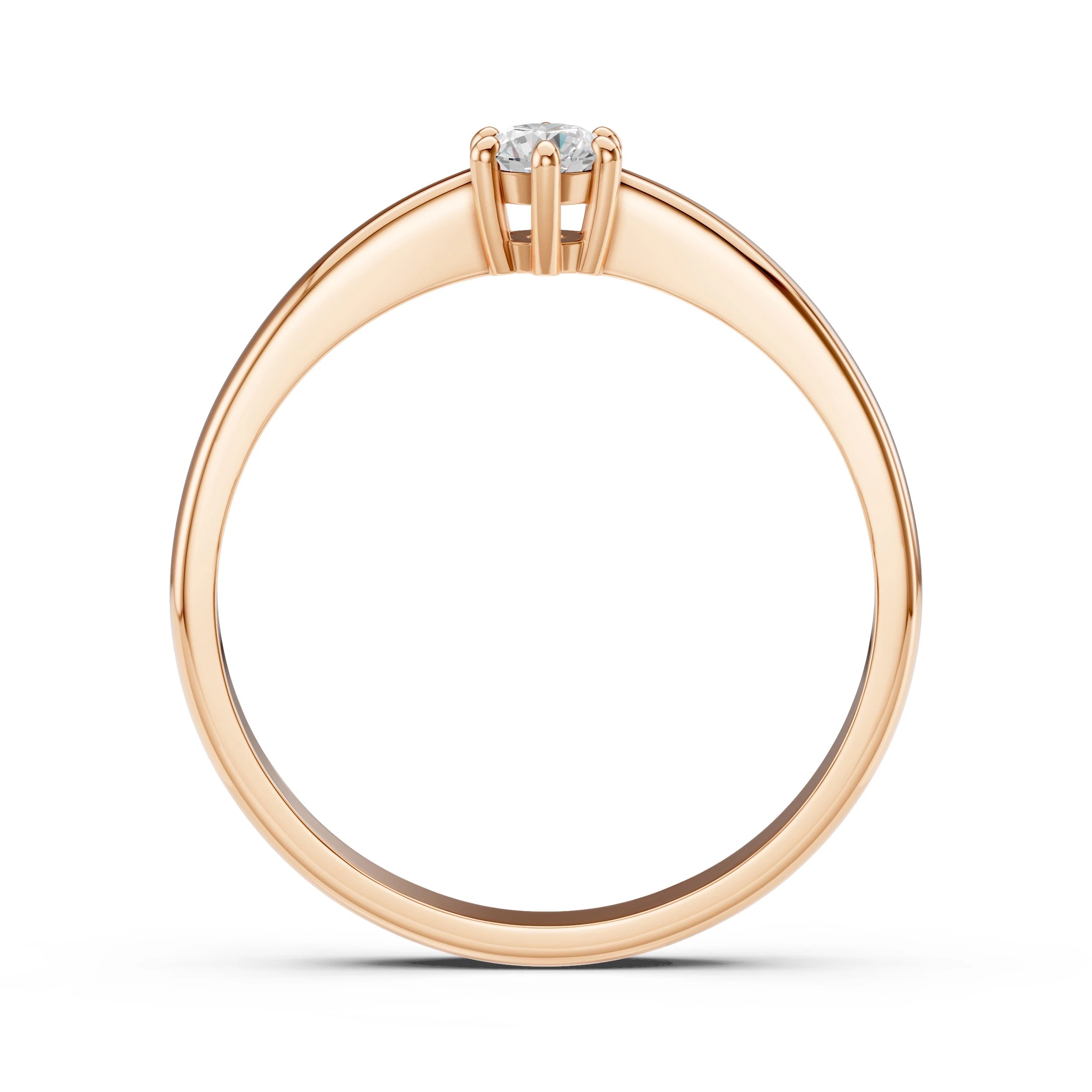 Inel de Logodnă Solitaire din Aur, Diamant Rotund Briliant 0.15 CT