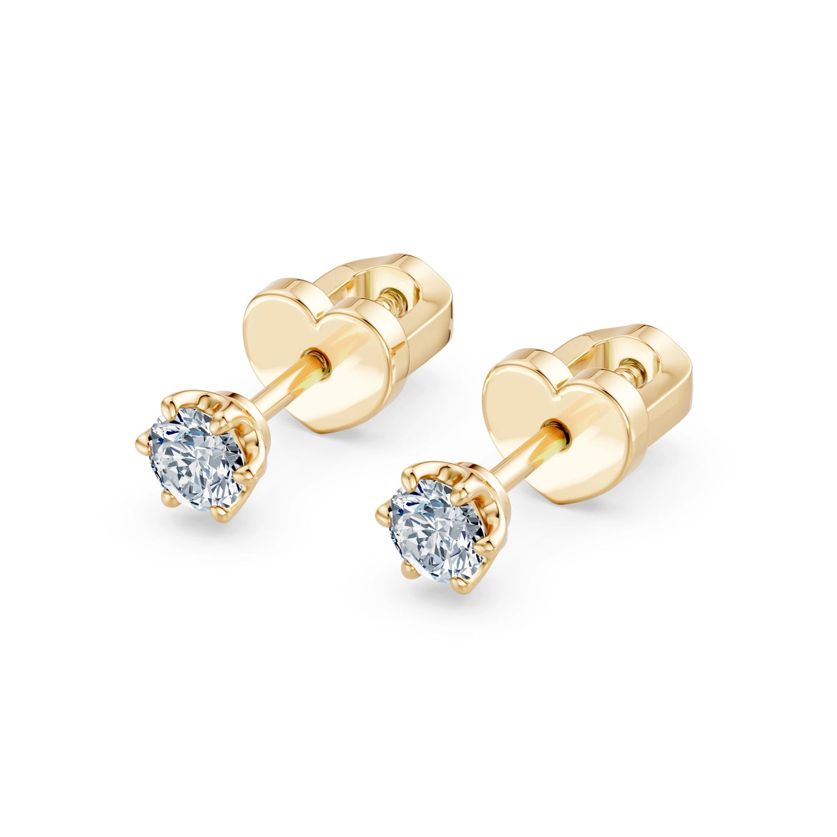 Cercei din Aur cu Diamante, Forma Rotund Briliant, 0,20 CT