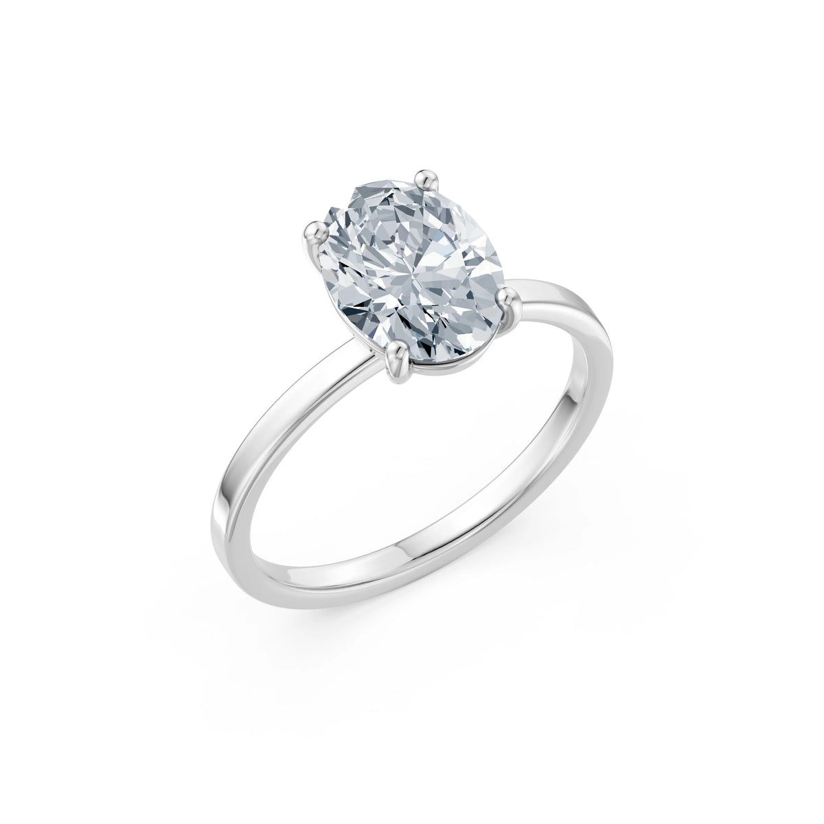 Inel de Logodnă Solitaire din Aur, Diamant Oval 2,00 CT