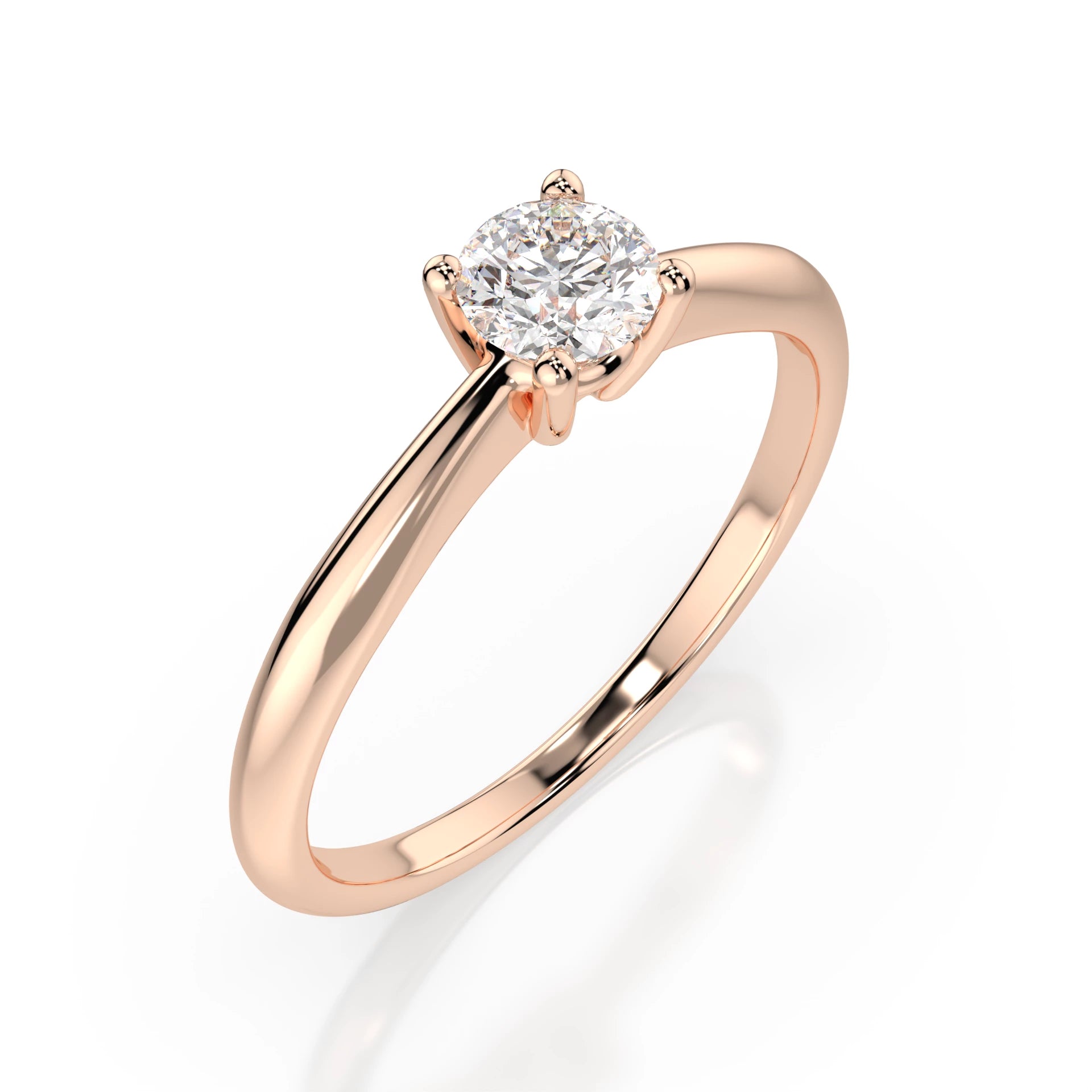 Inel de Logodnă Solitaire din Aur, Diamant Rotund Briliant 0.30 CT