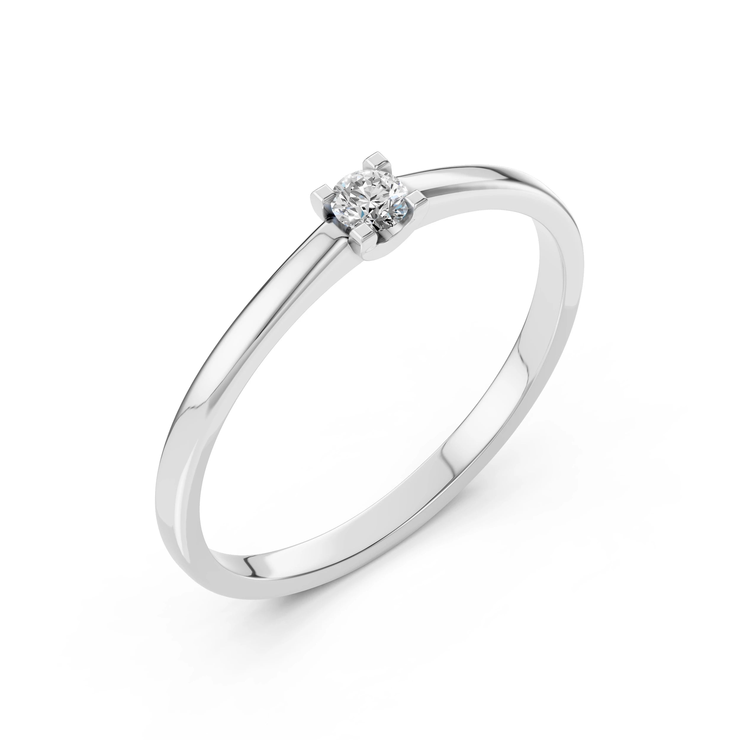 Inel de Logodnă Solitaire din Aur, Diamant Rotund Briliant 0.10 CT