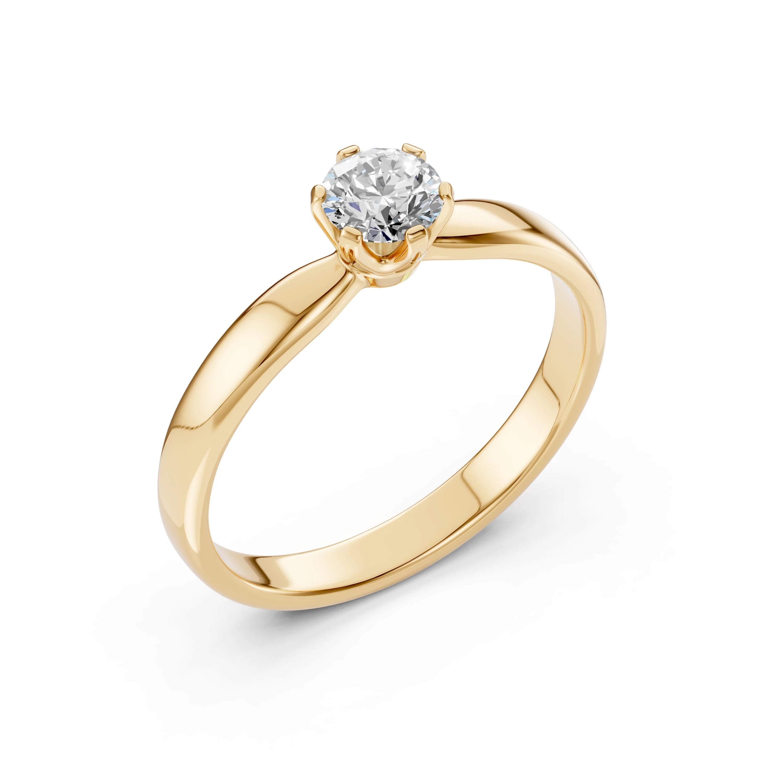 Inel de Logodnă Solitaire din Aur, Diamant Rotund Briliant 0.40 CT