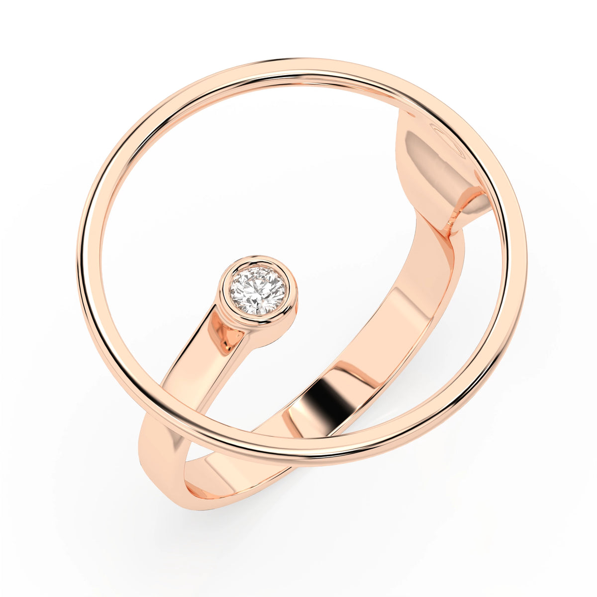 Inel din Aur cu Diamant, Forma Rotund Briliant, 0,03 CT