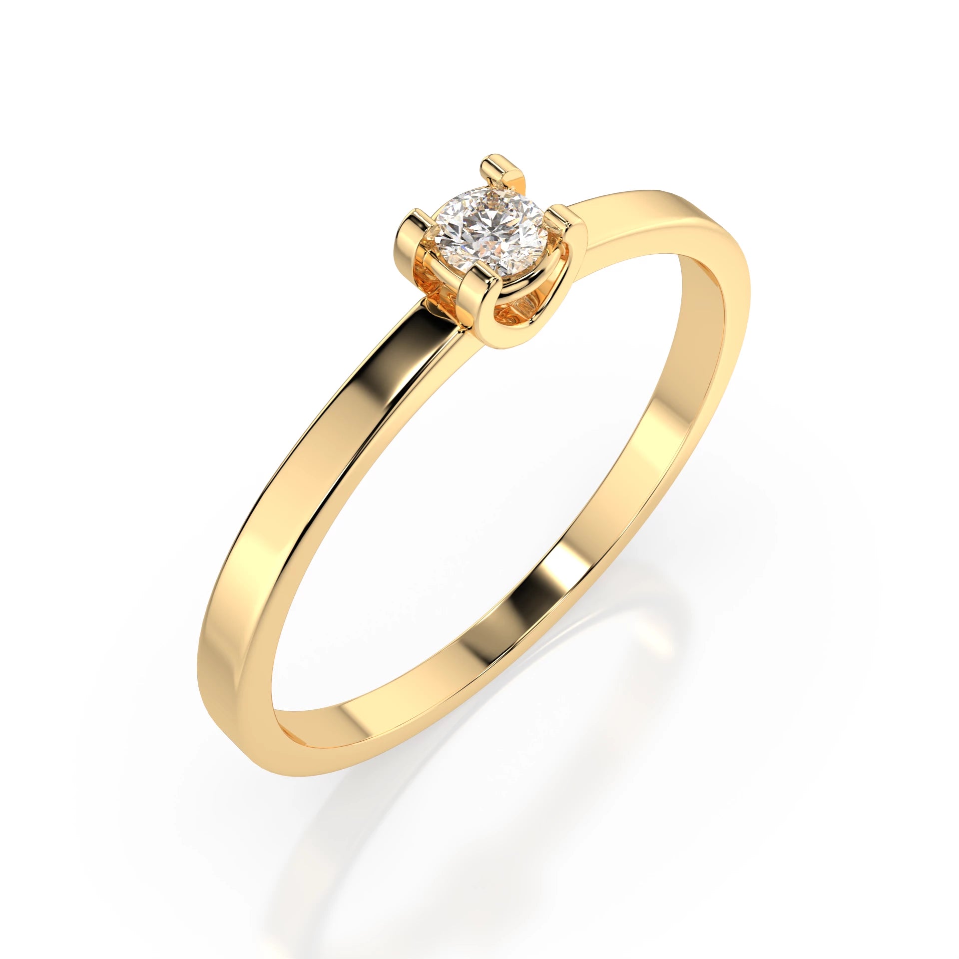 Inel de Logodnă Solitaire din Aur, Diamant Rotund Briliant 0.10 CT