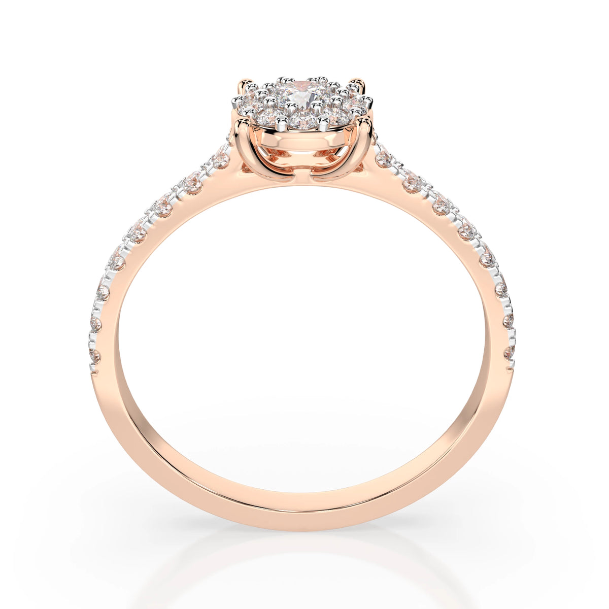 Inel de Logodnă din Aur cu Diamant Central Rotund Briliant și Diamante Laterale 0,54 CT