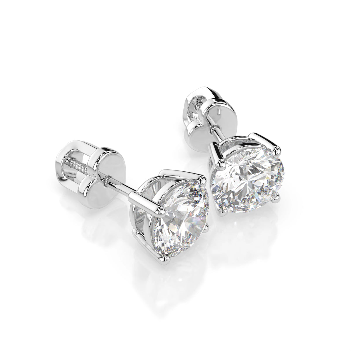 Cercei din Aur cu Diamante, Forma Rotund Briliant, 2,00 CT