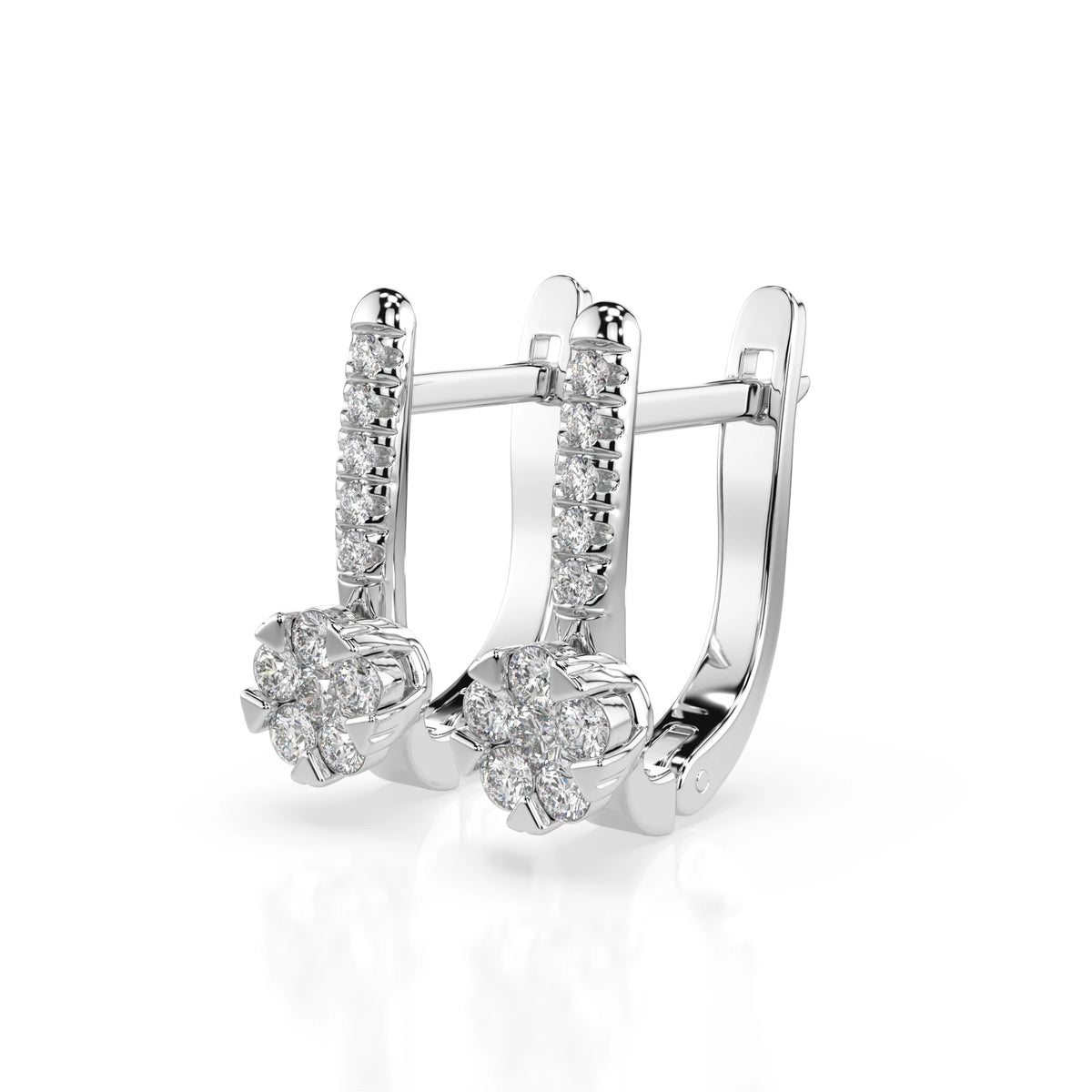 Cercei din Aur cu Diamante, Forma Rotund Briliant, 0,32 CT