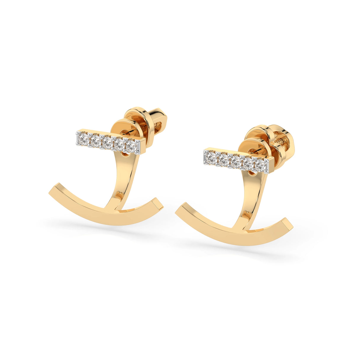 Cercei din Aur cu Diamante, Forma Rotund Briliant, 0,15 CT