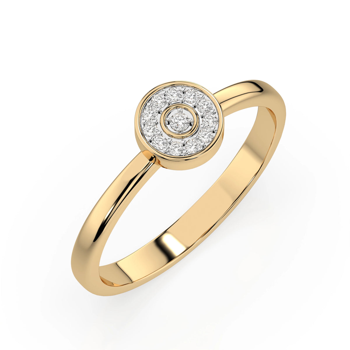 Inel din Aur cu Diamante, Forma Rotund Briliant, 0,08 CT