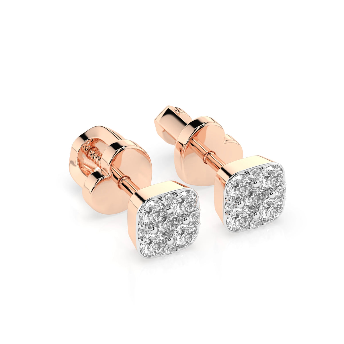 Cercei din Aur cu Diamante, Forma Rotund Briliant, 0,38 CT