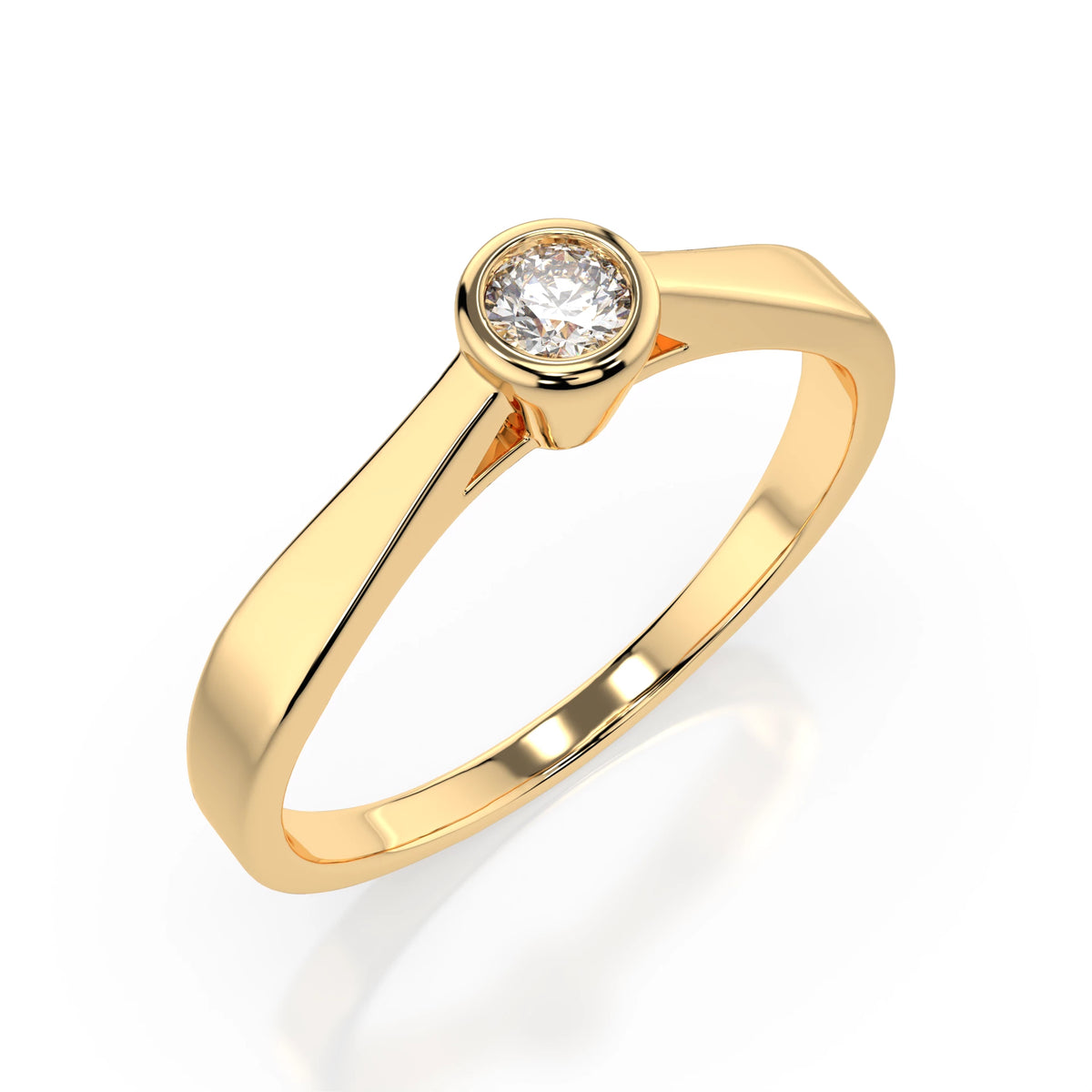 Inel de Logodnă Solitaire din Aur, Diamant Rotund Briliant 0,05 CT