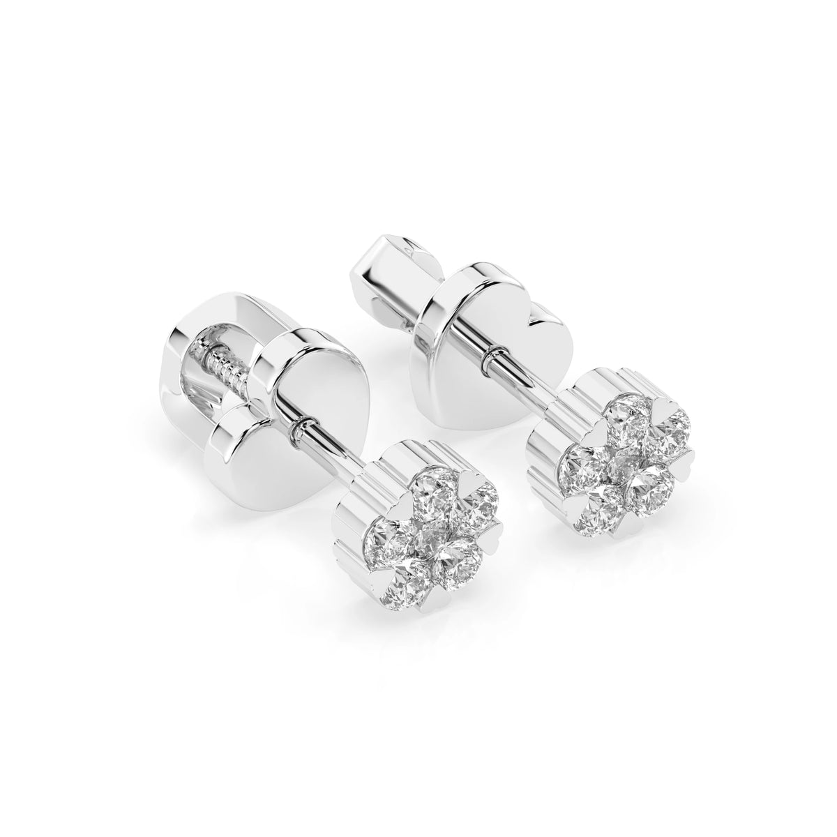 Cercei din Aur cu Diamante, Forma Rotund Briliant, 0,11 CT