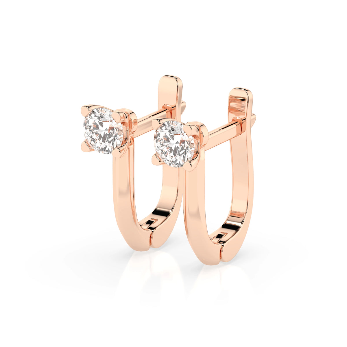 Cercei din Aur cu Diamante, Forma Rotund Briliant, 0,60 CT