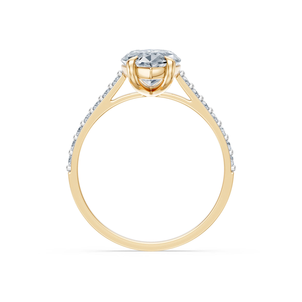Inel de Logodnă din Aur cu Diamant Central Marquise și Diamante Laterale 2,28 CT