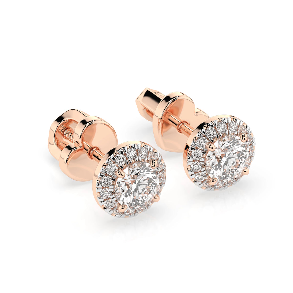 Cercei din Aur cu Diamante, Forma Rotund Briliant, 0,68 CT