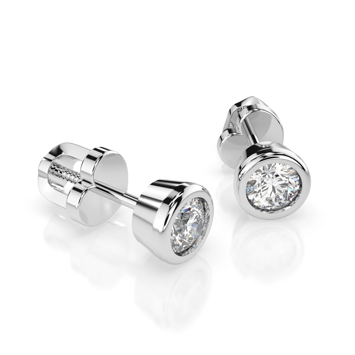 Cercei din Aur cu Diamante, Forma Rotund Briliant, 0,60 CT