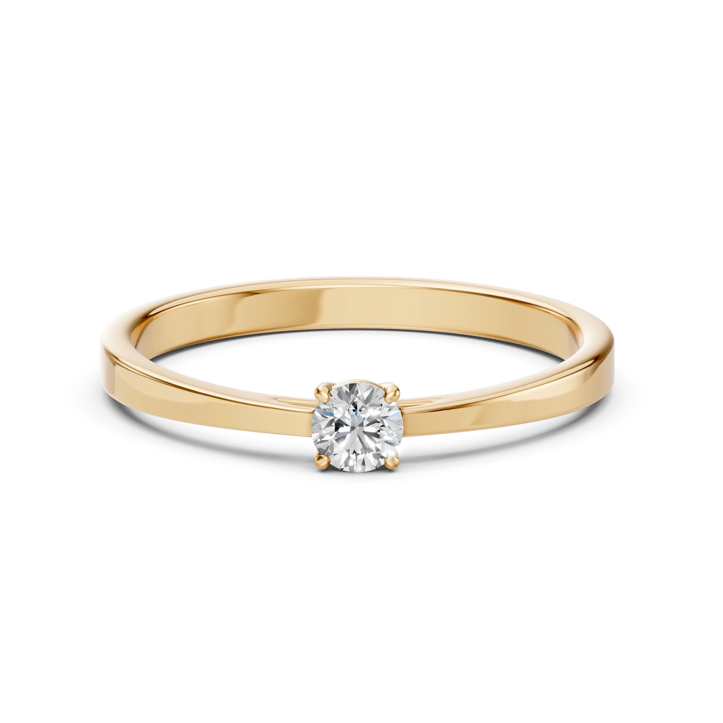Inel de Logodnă Solitaire din Aur, Diamant Rotund Briliant 0.15 CT