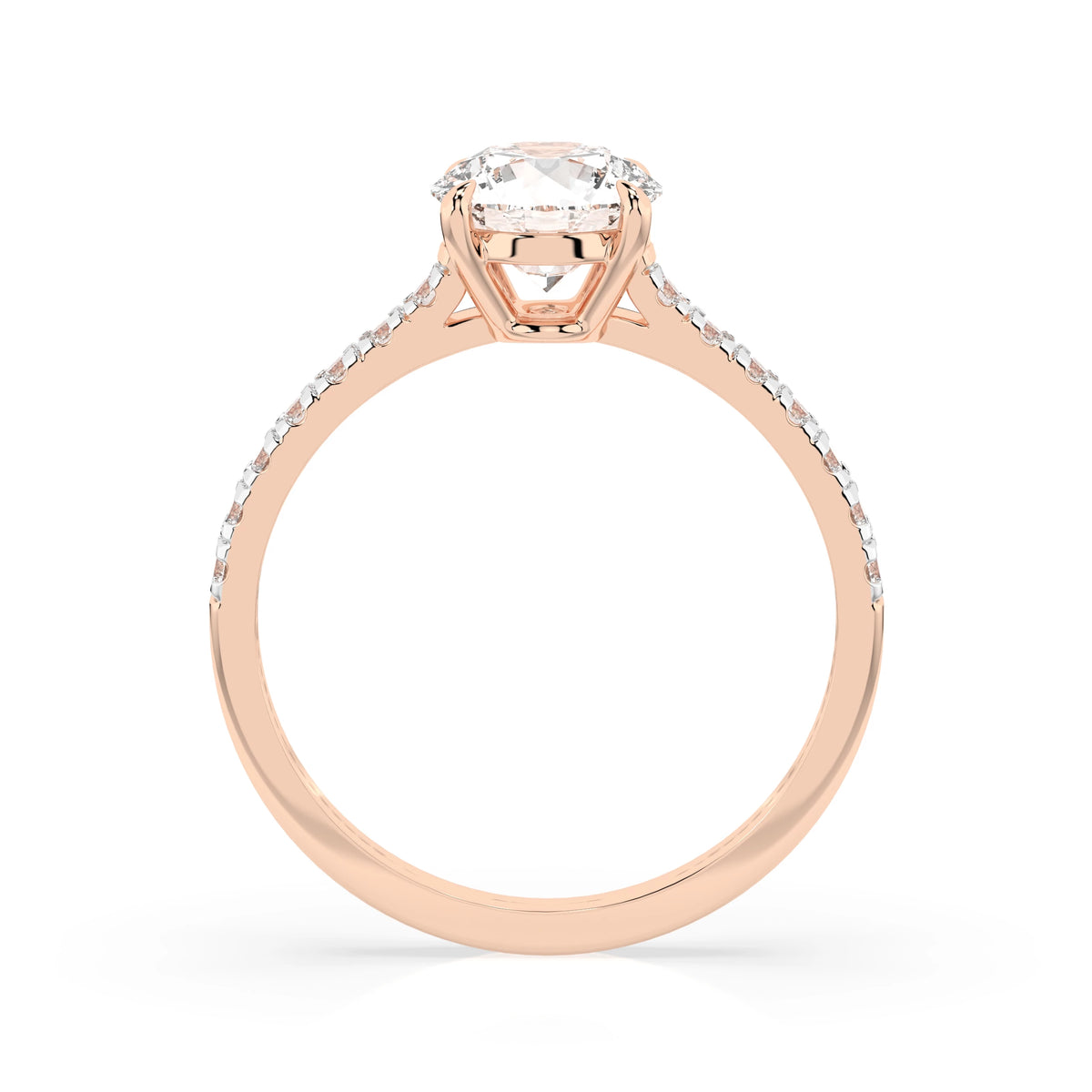 Inel de Logodnă din Aur cu Diamant Central Rotund Briliant și Diamante Laterale 0,91 CT